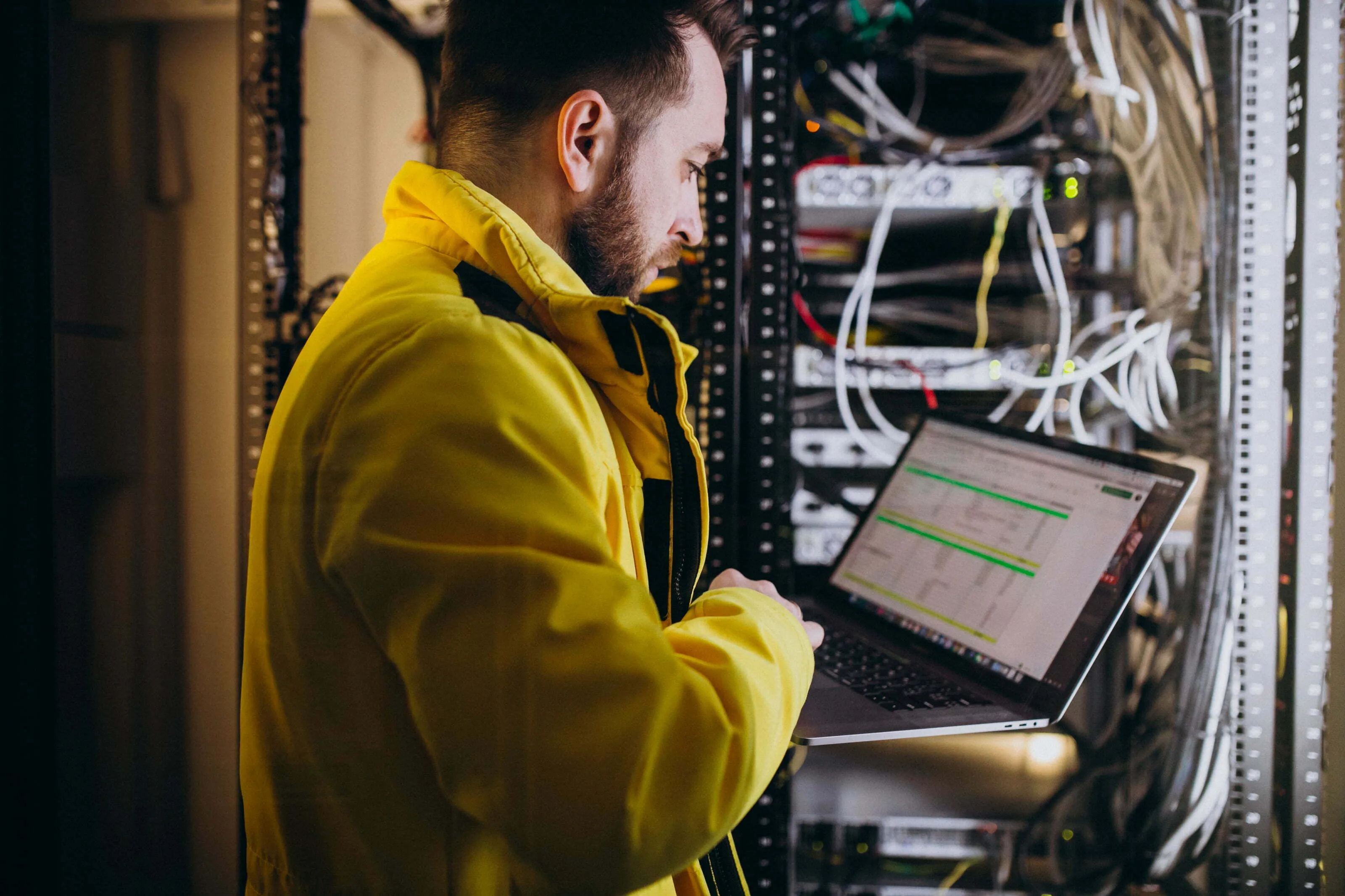 Young Man Engineer Making Program Analyses